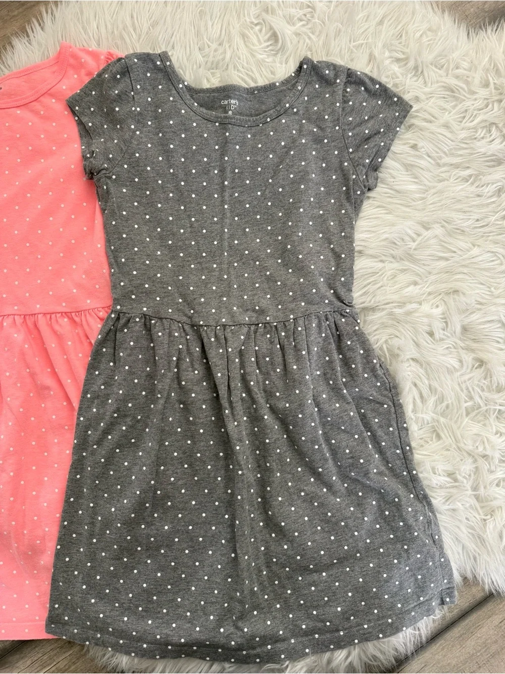 Carter's Polka Dot Knit Dresses in Coral, Gray & Fuchsia